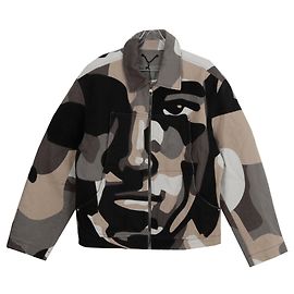 Louis Vuitton Jaqueta de denim patchwork com retrato tamanho Multicor