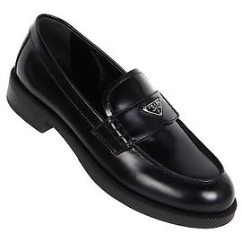 Prada Mocasín cepillado con logo triangular Negro