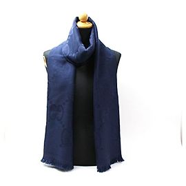 Cachecol retangular de lã Gucci, azul marinho, x cm, para homens e mulheres Azul