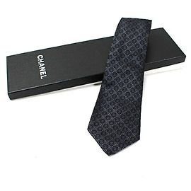 CHANEL silk tie pattern men's Black