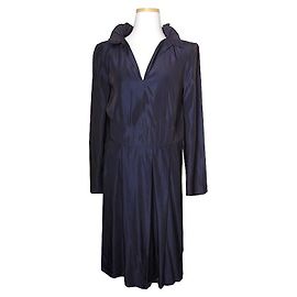 Marni Navy Silk Blend Dress Red