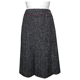 Chanel Saia de tweed preto e branco Preto