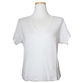 Ivory U-Ausschnitt Leinen T-Shirt von Isabel Marant Étoile Weiß