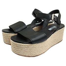 Prada Sandali con zeppa in espadrille neri Nero