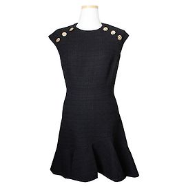 Sandro Schwarzes Tweed-Kleid Schwarz