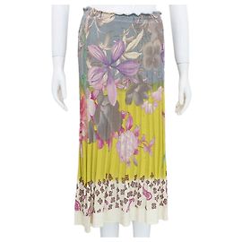 Etro Saia longa com cintura plissada de malha Amarelo