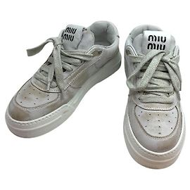 Miu Miu Bleached Shearling Women's Sneakers White