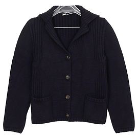 Salvatore Ferragamo Navy Wollstrick-Cardigan Größe Blau