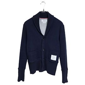 Thom Browne Cárdigan de algodón con cuello chal Azul
