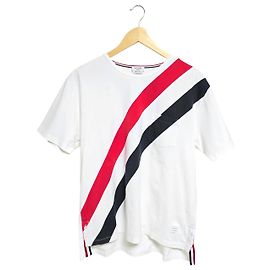Thom Browne T-shirt a maniche corte diagonale Bianco