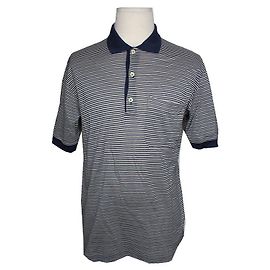 Céline Navy Blue Stripe Men's Pique Shirt Blue