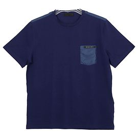 Prada Camiseta de manga curta com logo e bolso Azul