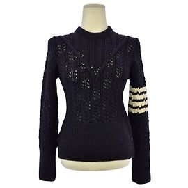 Thom Browne Diagonal gestreifter Wollstrick Schwarz