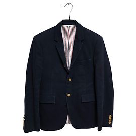 Thom Browne Cotton Twill Blazer Jacket Blue