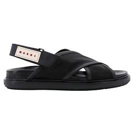 Marni Sandali incrociati con patch logo Nero