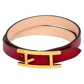 Hermès Red Leather Bracelet Red