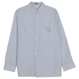 Dior Camisa de denim listrada rasgada Tamanho Azul