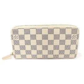 Louis Vuitton Zippy Geldbörse aus Damier Azur Canvas Weiß
