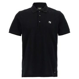Fendi Metallic Piqué Poloshirt Schwarz