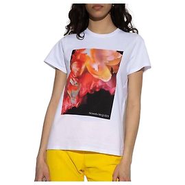 Alexander Mcqueen Explodiertes Blütenblatt T-Shirt Weiß