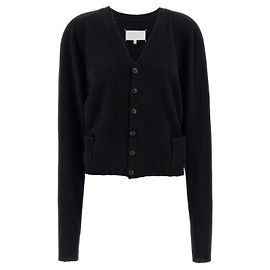 Maison Martin Margiela Wollstrickjacke mit V-Ausschnitt Schwarz