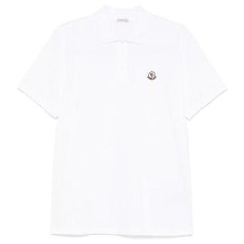 Moncler Polo-Shirt aus Baumwoll-Piqué Weiß