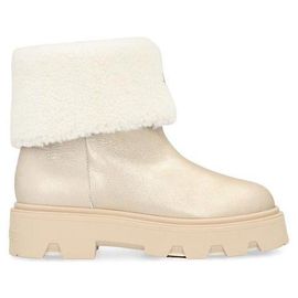 Moncler Aurea Mid Wildleder Shearling Stiefel Silber