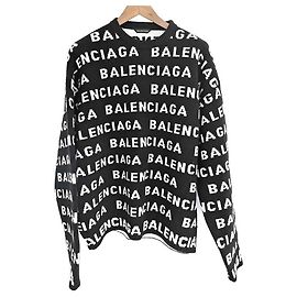Balenciaga Langarm-Pullover mit Logo Schwarz