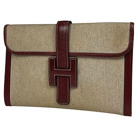 Hermès Hermes Jige PM H Logo Pouch Clutch Bag Red Other