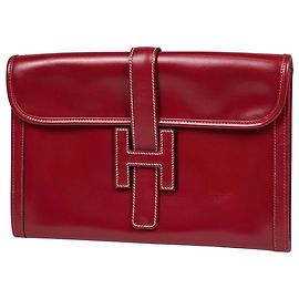 Borsa Clutch Hermès Jige PM H Logo Bordò