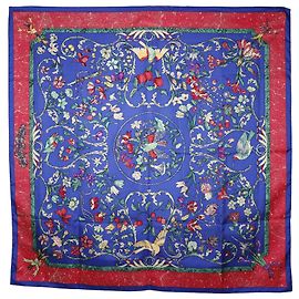 Lenço de seda Hermès Blue Pierres D'Orient Et D'Occident 90 Azul Outro