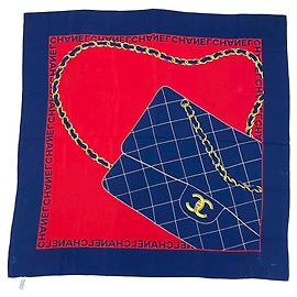 Bufanda de seda Chanel Blue Classic Flap Azul