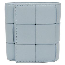 Bottega Veneta CASSETTE Leather Tri-Fold Wallet Light blue