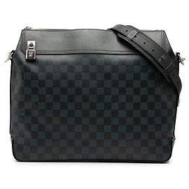 Borsa a tracolla Louis Vuitton Damier Cobalt Greenwich Nero Blu navy