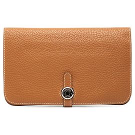 Carteira bi-fold Hermès Dogon GM em couro Togo marrom Marrom