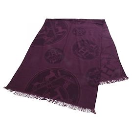 Xale de seda e cashmere New Libris Hermès Roxo