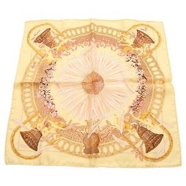 Foulard in Seta Hermès Petit Carré 45 AMOURS Multicolore Giallo