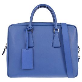 Borsa a tracolla Prada in pelle Saffiano grande Blu