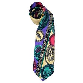 Gravata de seda estampada Gianni Versace Multicor