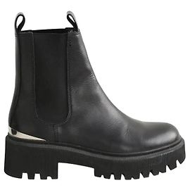 Maje Black leather boots Black