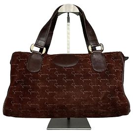 Vintage Givenchy Suede Monogram Handbag Brown Brown