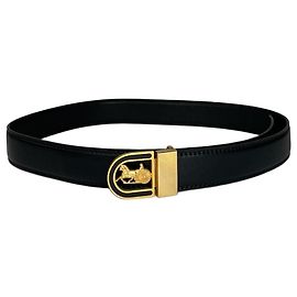 Céline Vintage Celine Paris Leather Belt Black Black