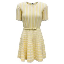 Robe Tricotée Rayée Citronnade / Ivoire Elisabetta Franchi Jaune
