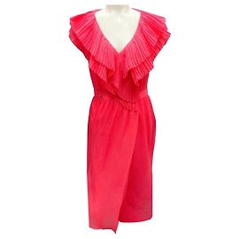 Vestido de cóctel de chiffon de seda fucsia 2021 de Chanel Rosa