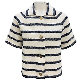 Giacca a maniche corte a righe avorio / navy Christian Dior Beige
