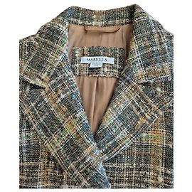 Marella Checked Jacket - woven wool in a check pattern from green to beige - keeps you very warm Brown Multiple colors Green