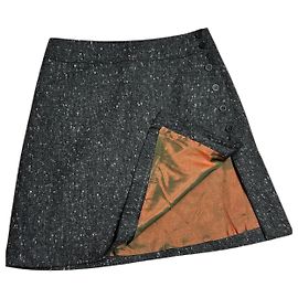 Cacharel Gray Anthracite Houndstooth Wool Skirt Made in France Size 38 Grey