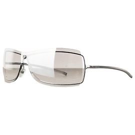 Gucci by Tom Ford 2000s GG1711 Rimless Wrap Shield Sunglasses Silvery