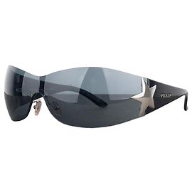 Prada SS04 ‘SPR72G’ Star Wrap Mask Shield Sunglasses Black