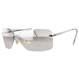 Dior by Galliano 2000s ‘Mini Motard’ Wrap Mask Shield Sunglasses Silvery